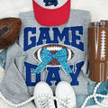 Royal Football Game Day with Sequin Bow Sweatshirt