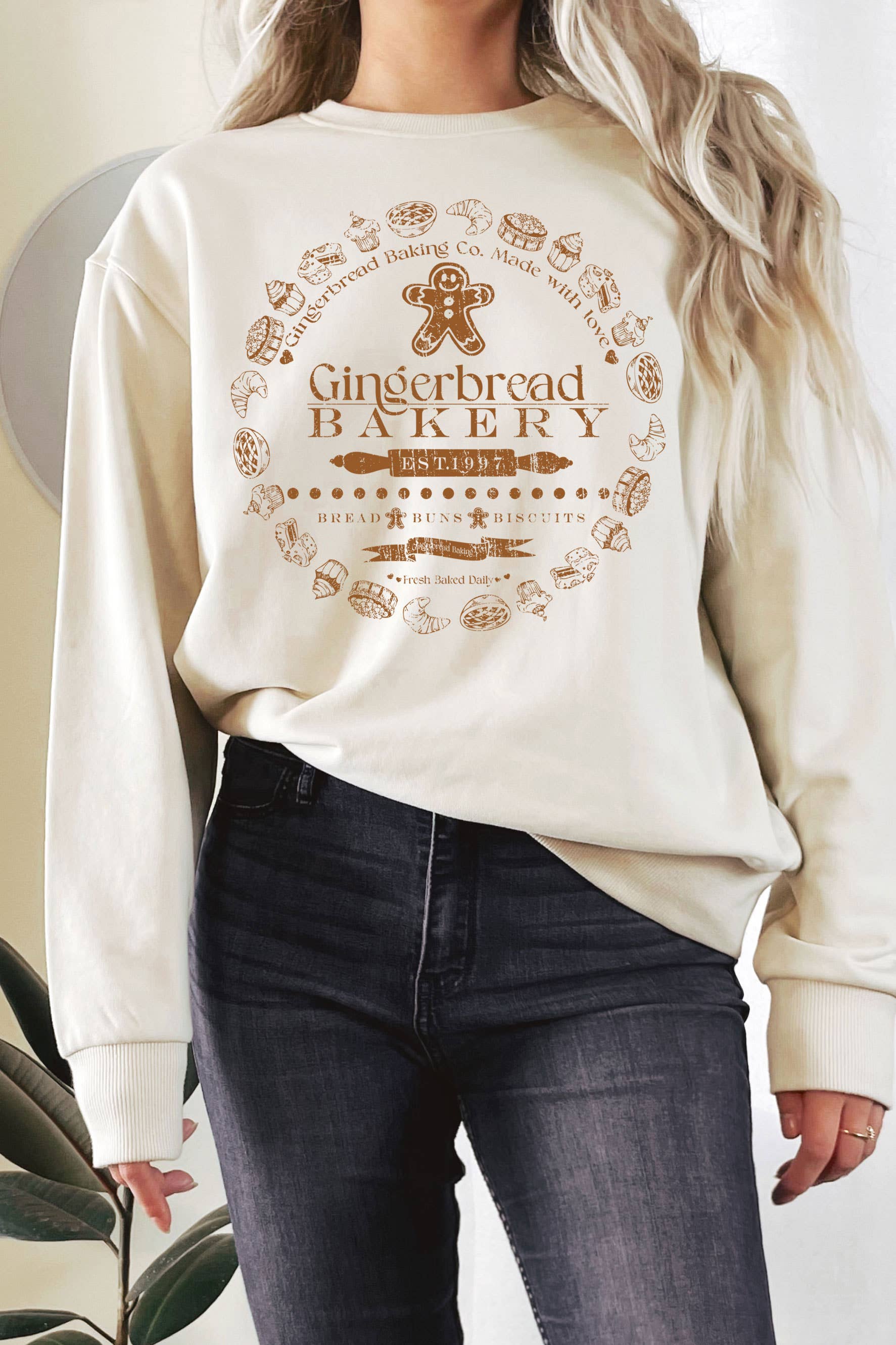 Gingerbread Bakery Graphic Terry Sweatshirts