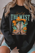Spirit of the West Flower Boots Graphic Brushed Sweatshirts