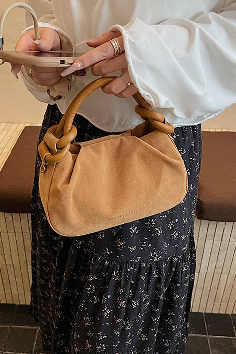 .....1110 Rouched Faux Suede Tote Handbag SI-29024
