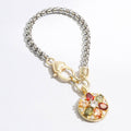 Colorful Rhinestone Flower Charm Chain Bracelet