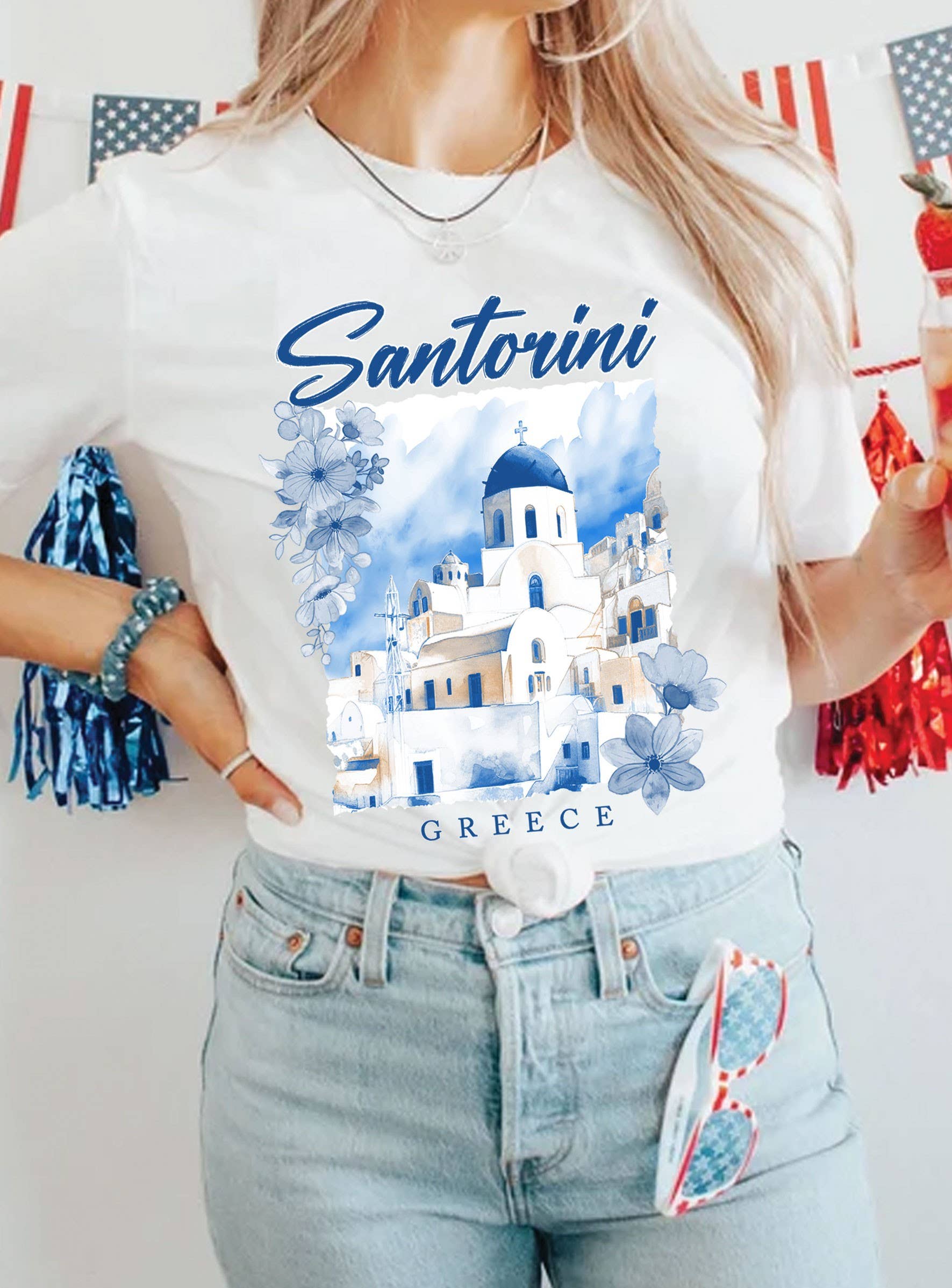 Santorini Greece Graphic Tshirts