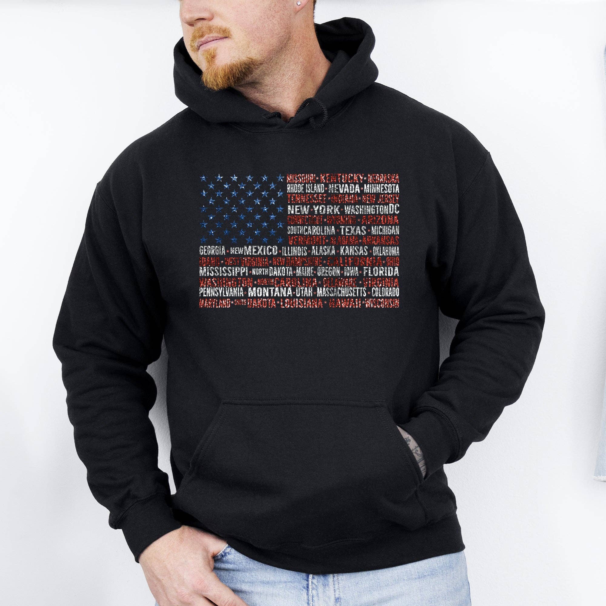 American Flag, States, USA, Patriotic 4th of July Hoodie
