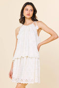 Sleeveless Chiffon Eyelet Lace Top