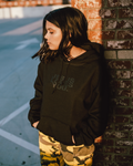 3-D Puff Print Black On Black Logo Hoodie