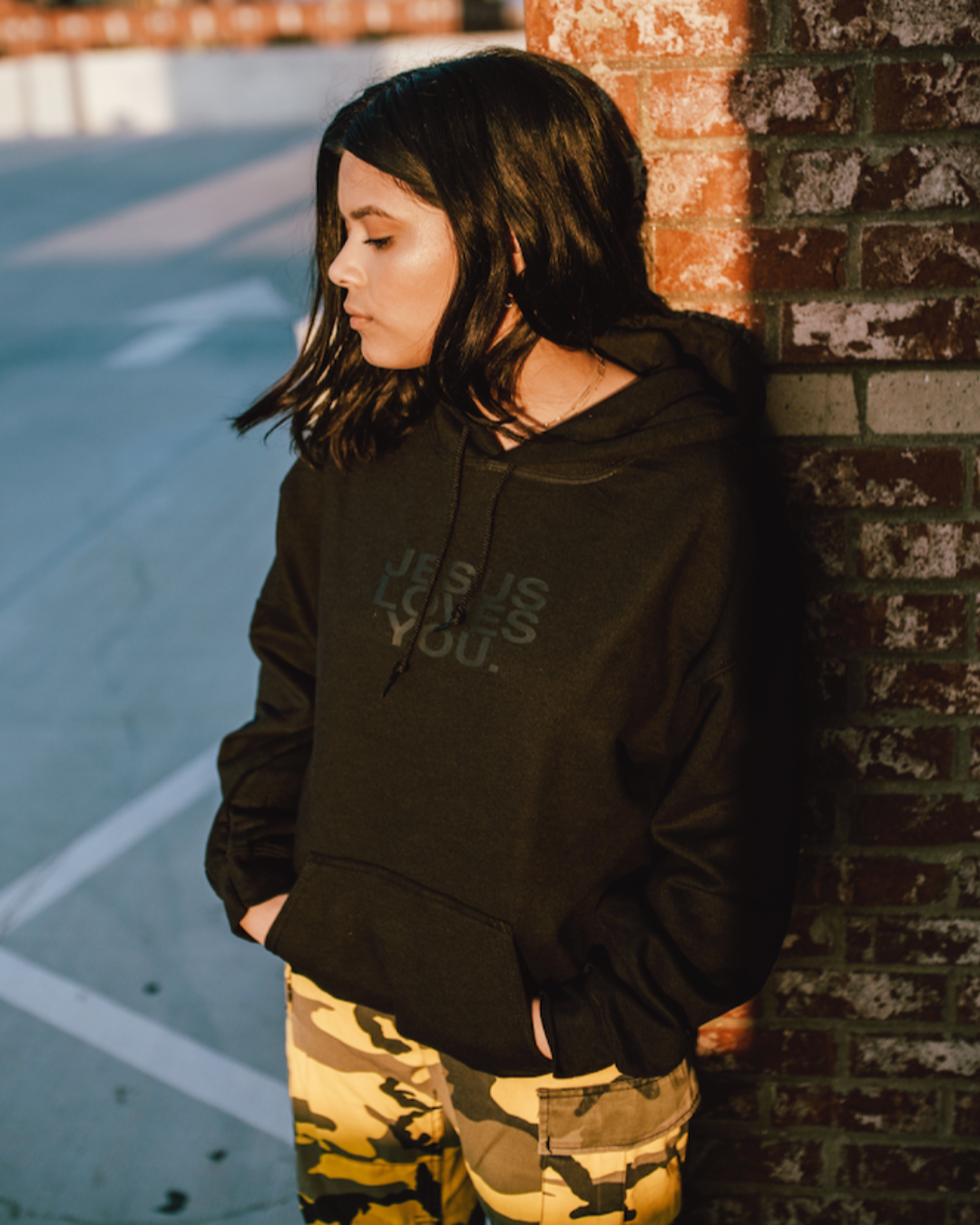 3-D Puff Print Black On Black Logo Hoodie