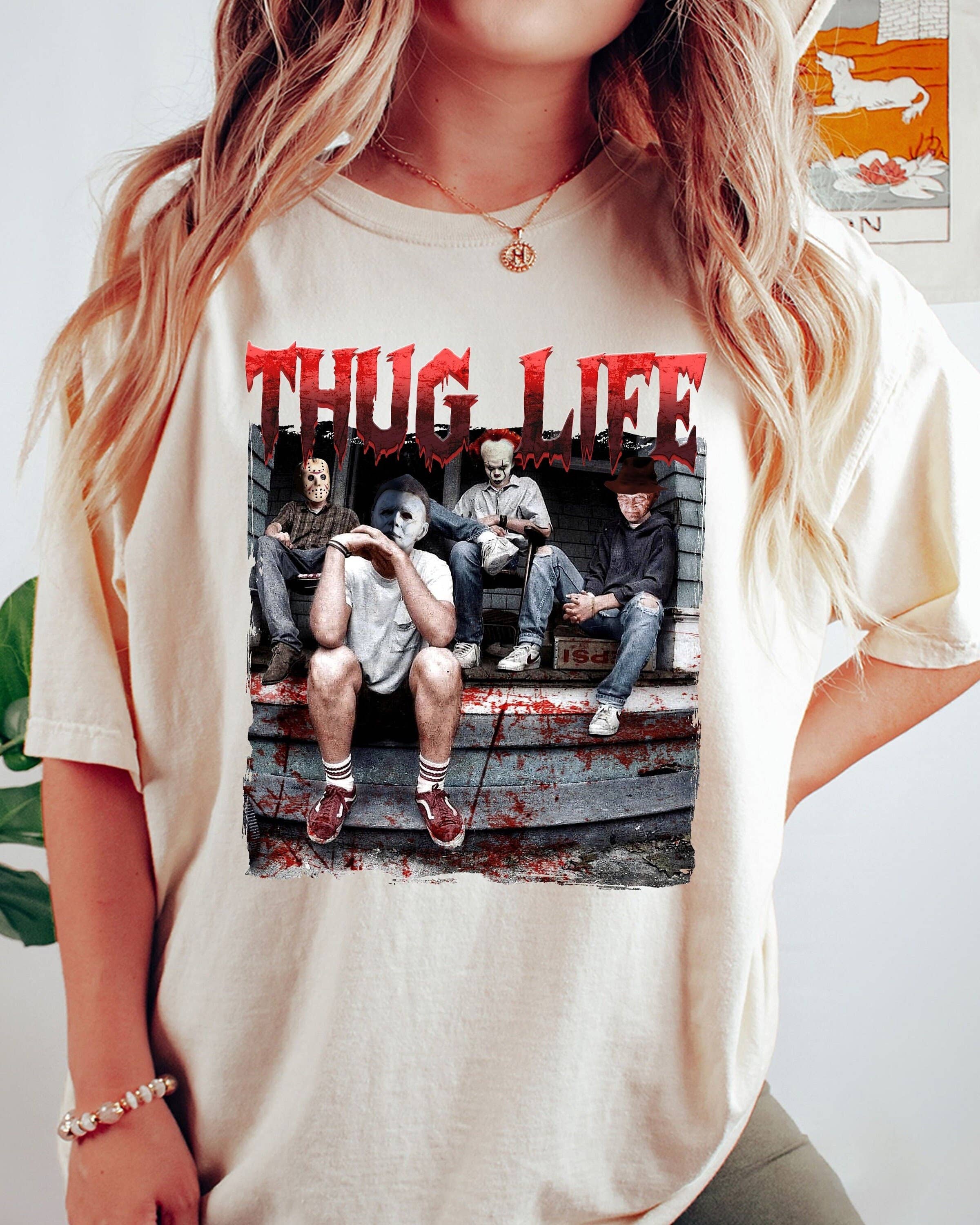 Thug Life Horror Movie Shirt with Michael Myers and Friends