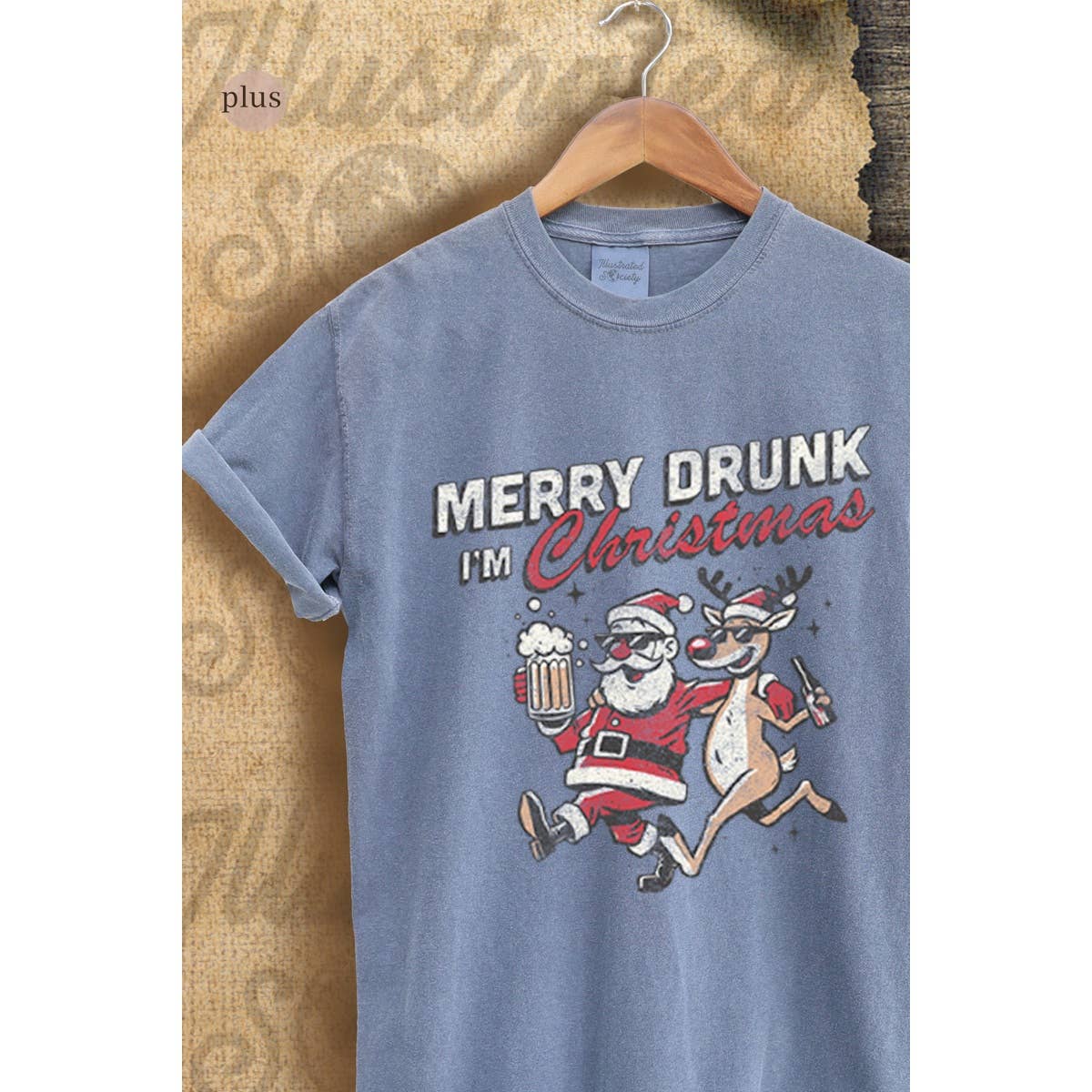Merry Drunk Im Christmaas Vintage Graphic Plus Tee