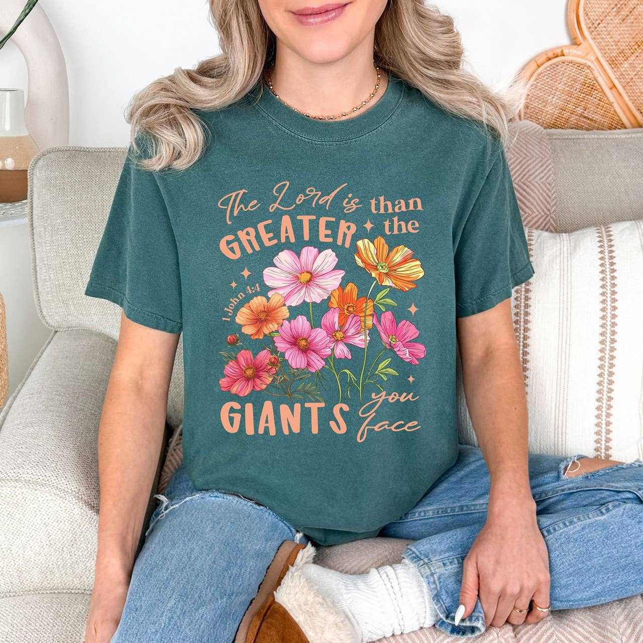 The Lord Is Greater Wild Flowers Tee