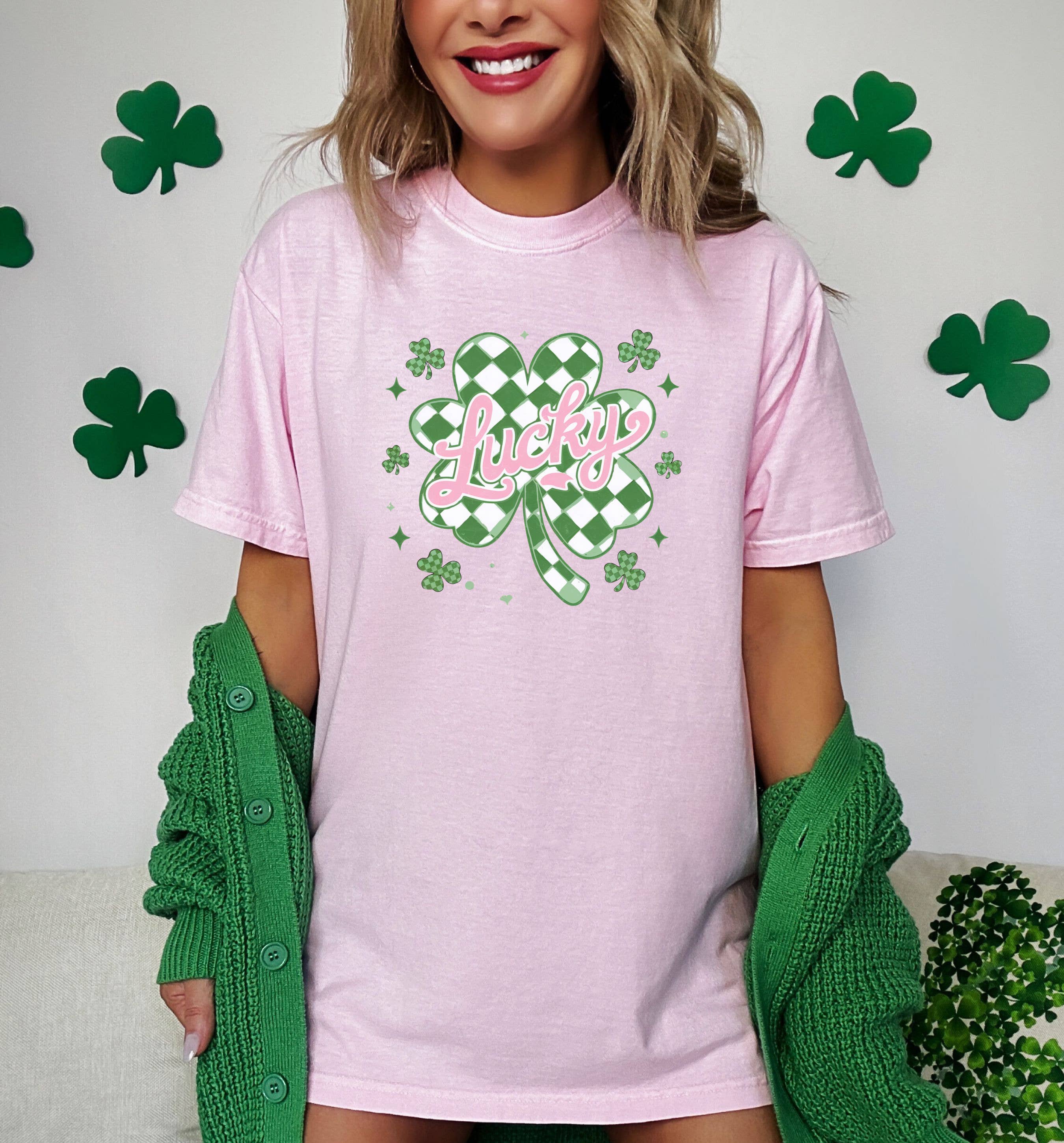 St. Patricks Day Tee, Lucky, Graphic Apparel, Checkered