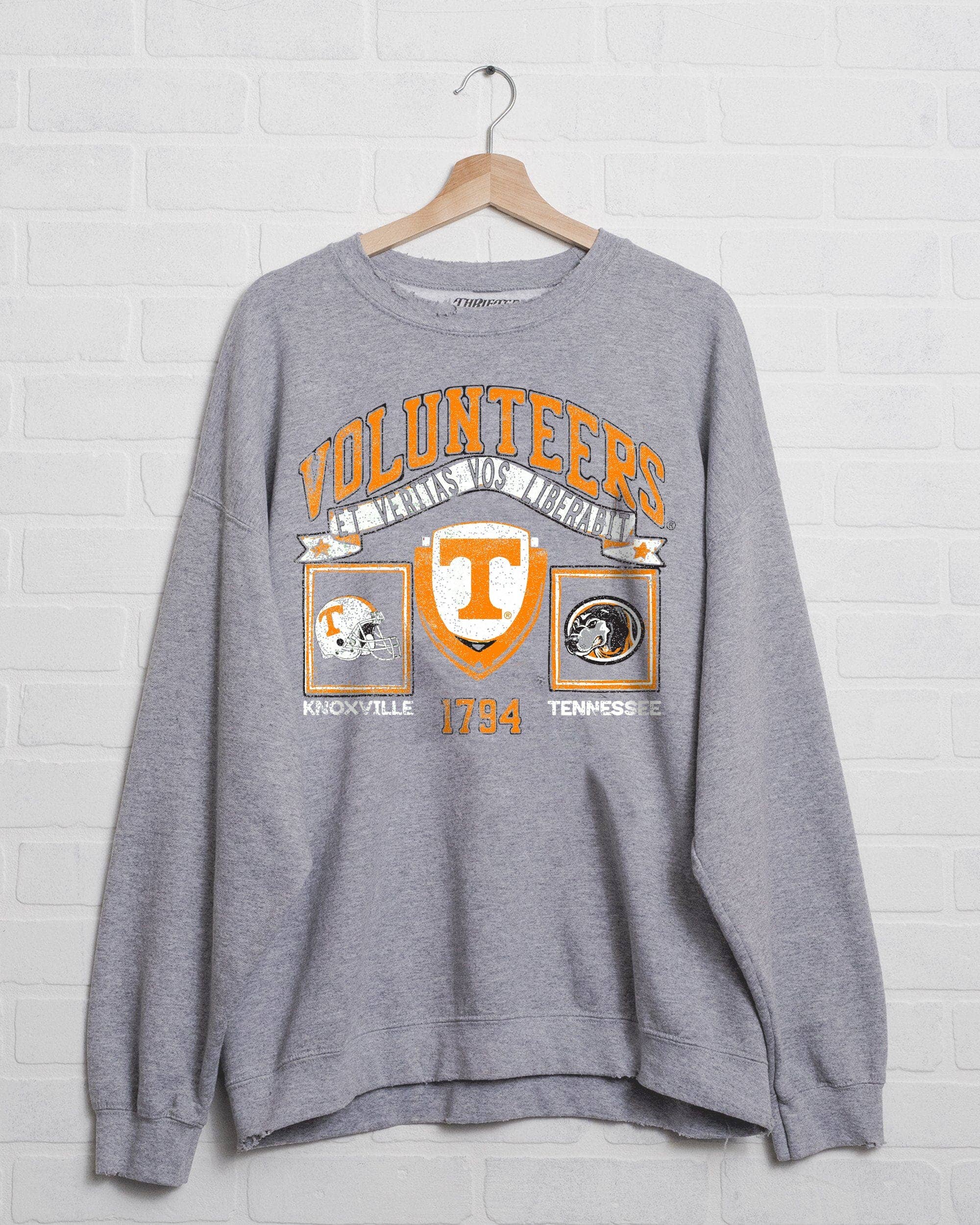 Tennessee Volunteers Prep Patch Gray Thrifted Sweatshirt