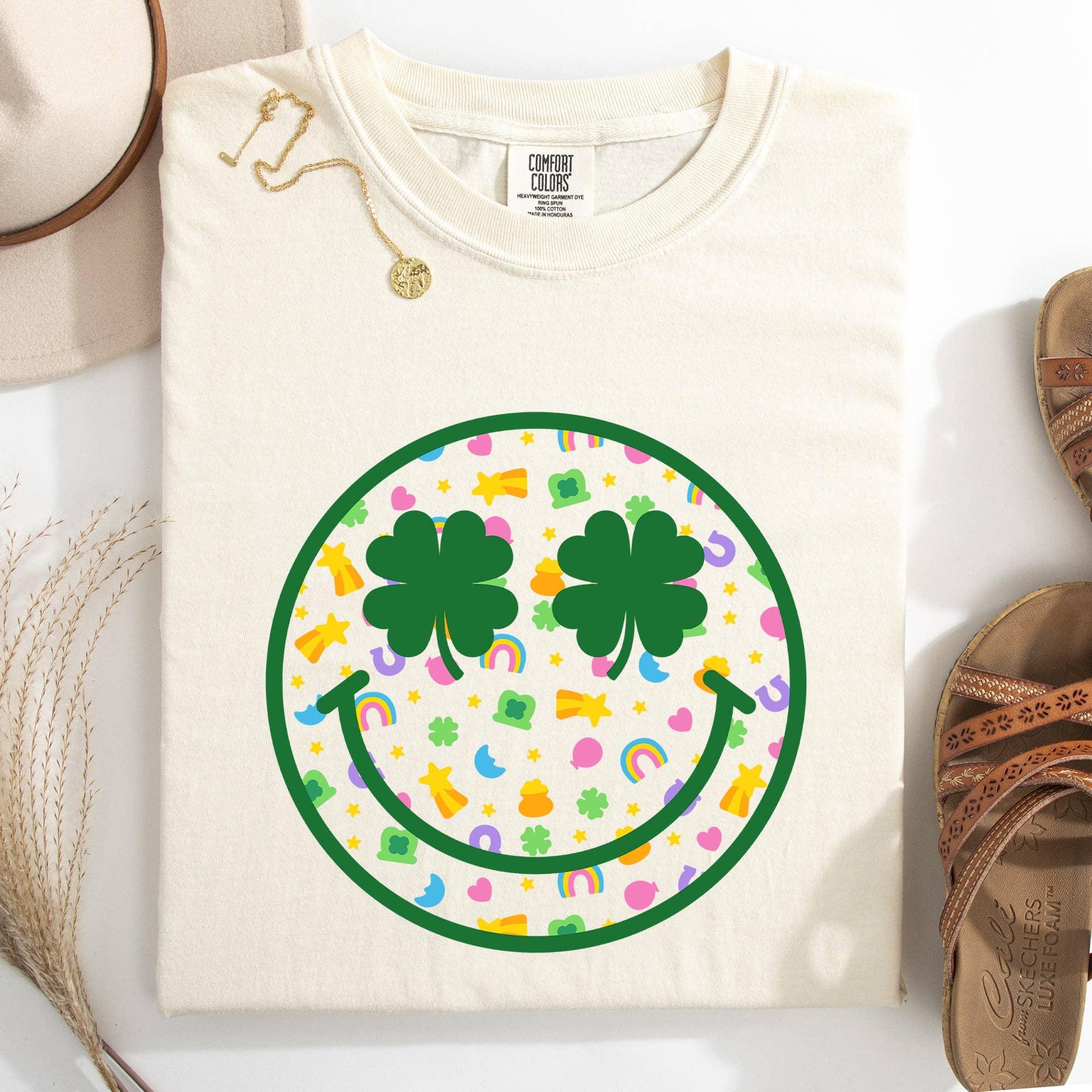 Lucky, Smiley, Retro, Charms, St Patrick's Day, Tshirt