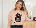 Mom-Ster Leopard Print Bun - Funny Mom Halloween T-Shirt