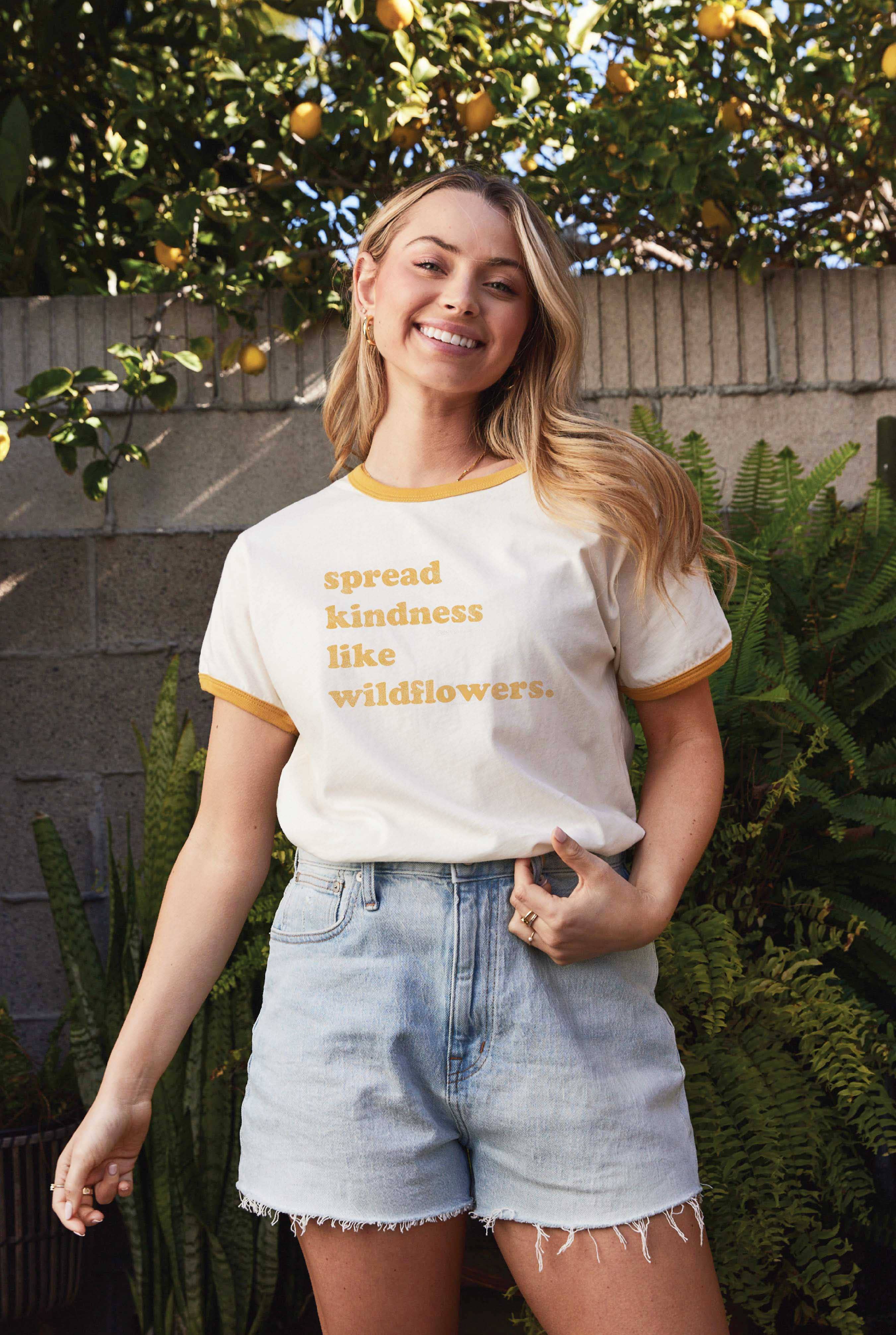 Spread Kindness Like Wildflowers. Ringer Graphic T-Shirt