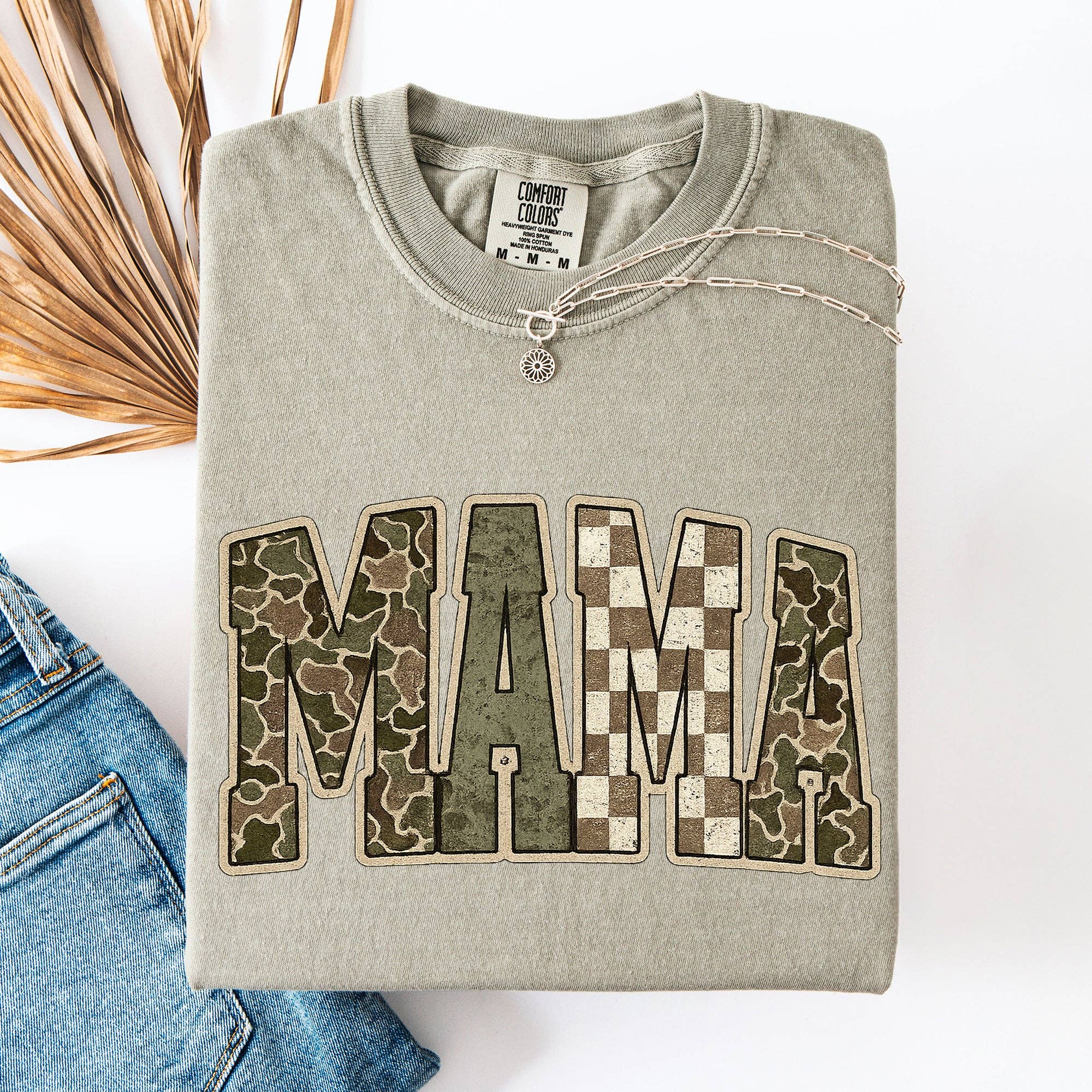Mama, Camo, Checkered, Mother's Day, Comfort Colors T-Shirt