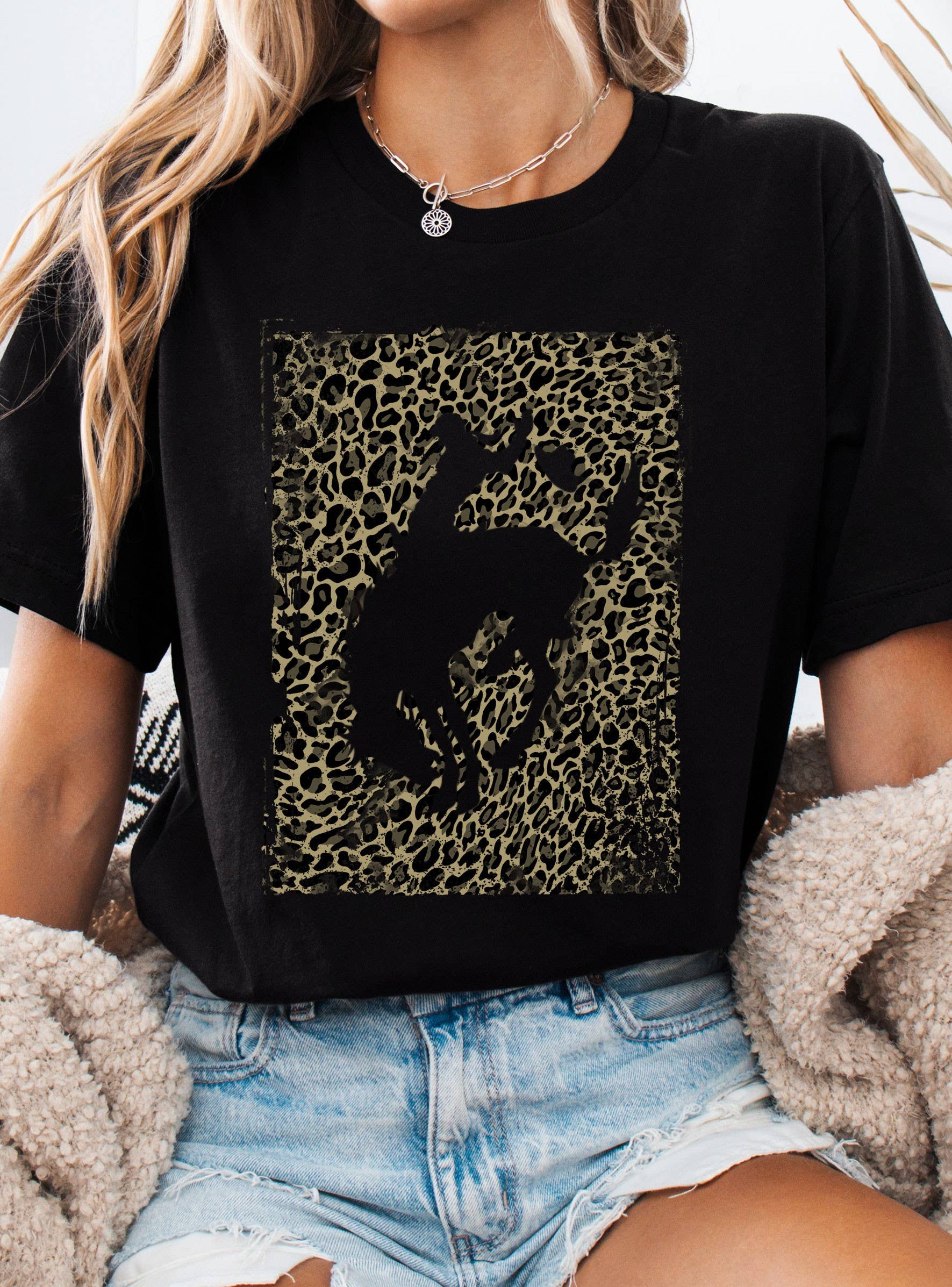 Leopard Rodeo Cowboy Graphic Tshirts