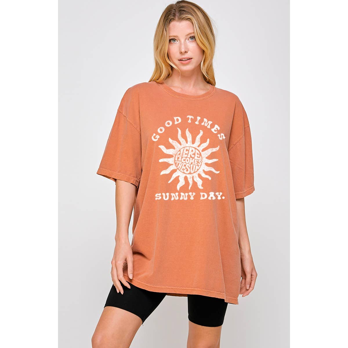 Good Times Sunny Day Vintage Graphic Oversized Tee