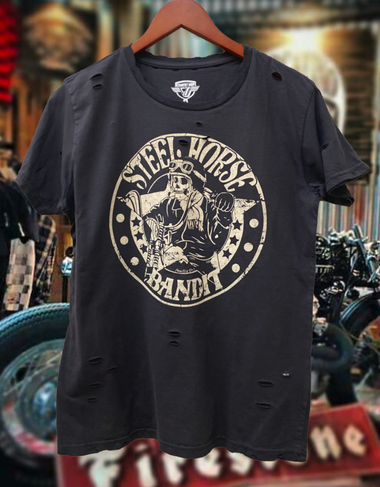 Steel Horse Bandit  Distressed T Shirt