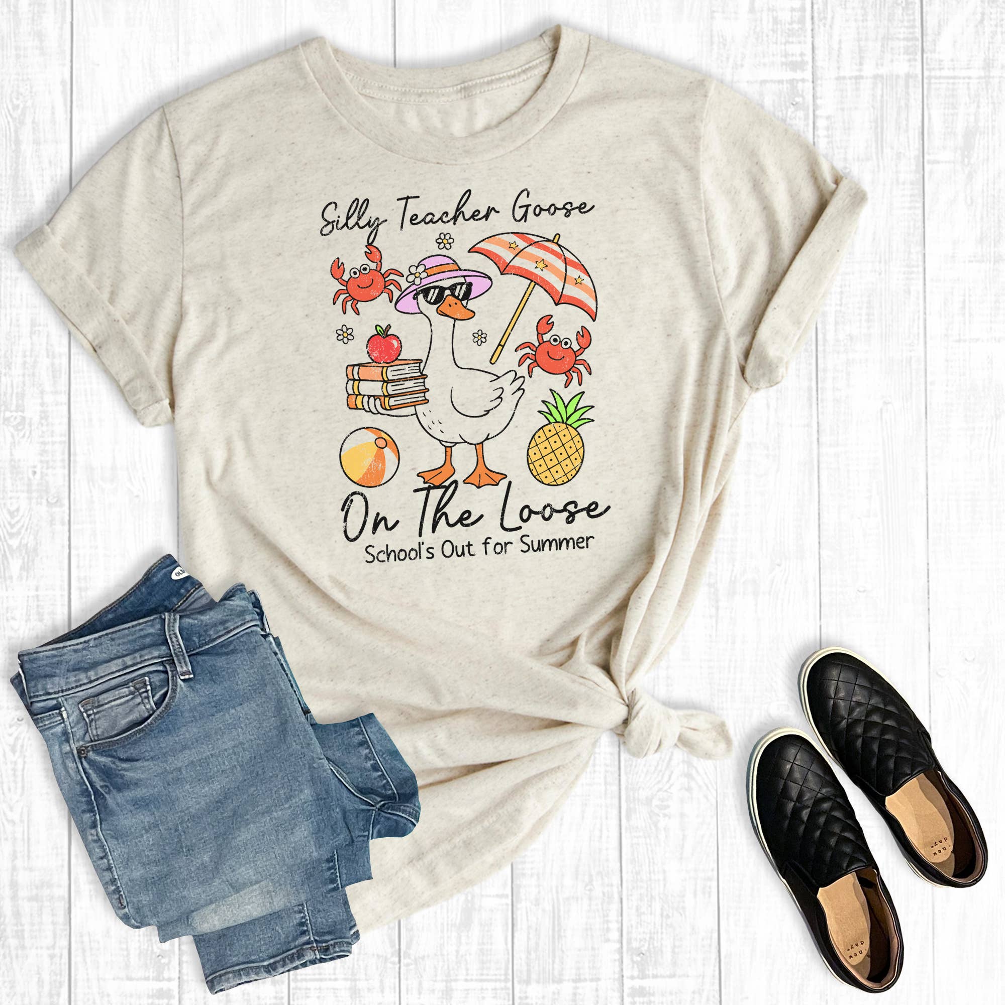 Funny Silly Teacher Goose On the Loose Graphic Tee