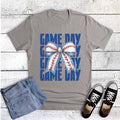 Baseball Game Day Stacked with Bow Graphic Tee