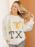 I Heart Tacos Tx White Sweatshirt