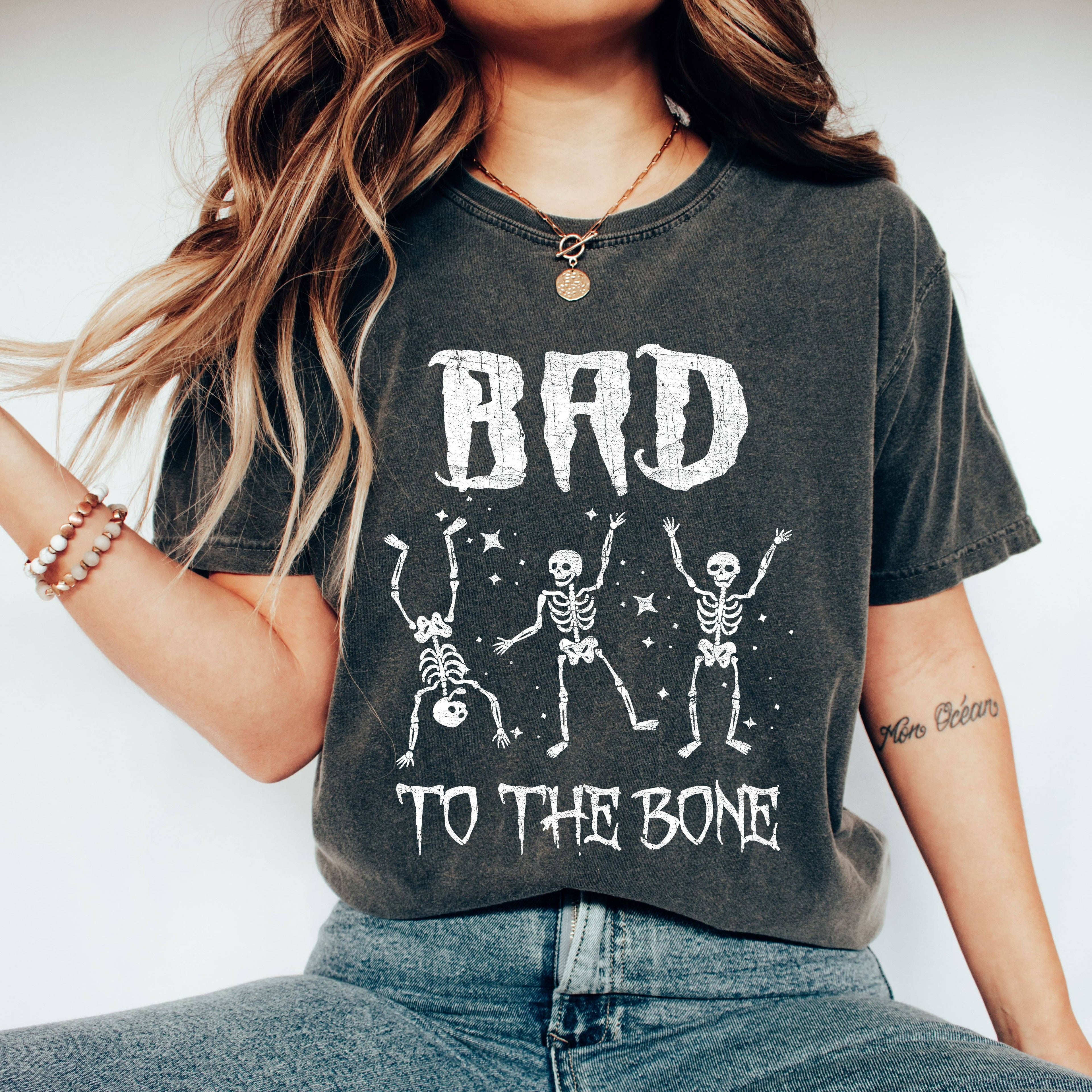 Bad To the Bone, Funny Skeleton, Retro, Aesthetic, Vintage, Comfort Colors Tshirt
