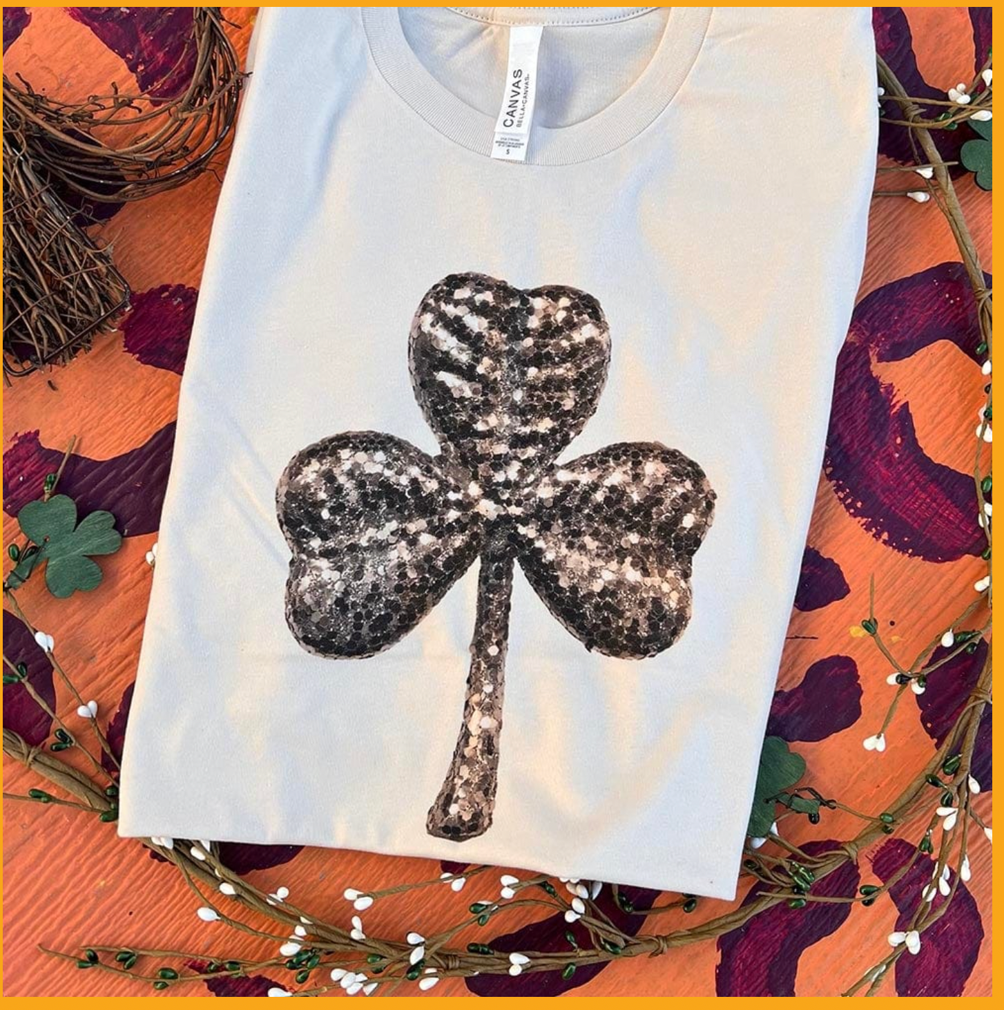 Glitter Clover Saint Patty's Tee - Cream