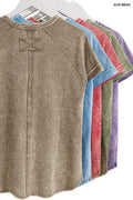 `.French Terry Vintage Wash Casual Top w/ Back Patch