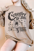 Cowgirl Boots Country Roots Oversize Graphic Terrysweatshirt