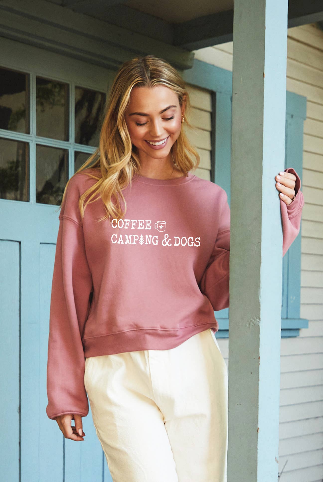 Coffee Camping and Dogs Mid Graphic Sweatshirt