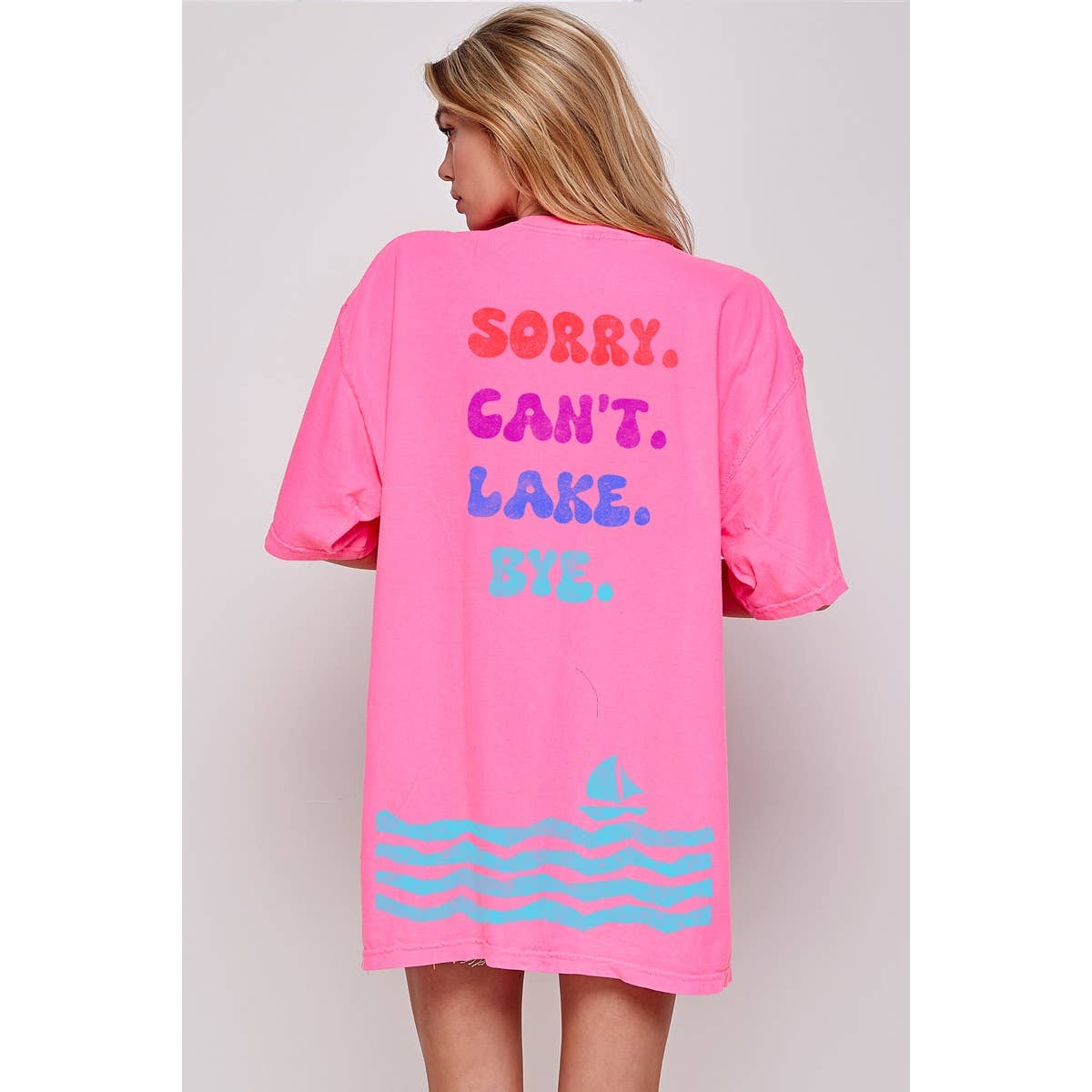 Sorry Cant Lake Bye Vintage Graphic Oversized Tee