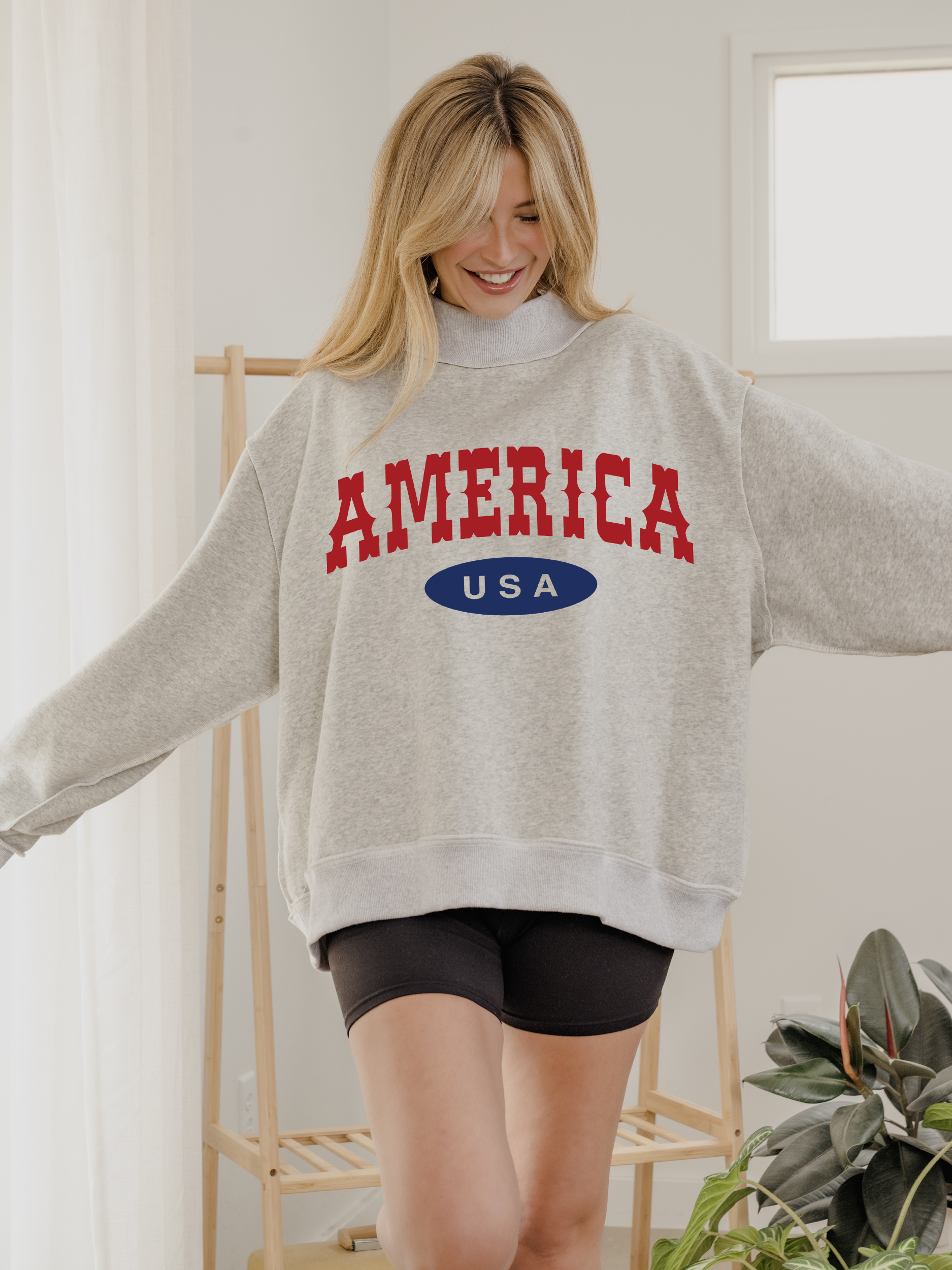 America USA Western Reversible Mock Neck Sweatshirt