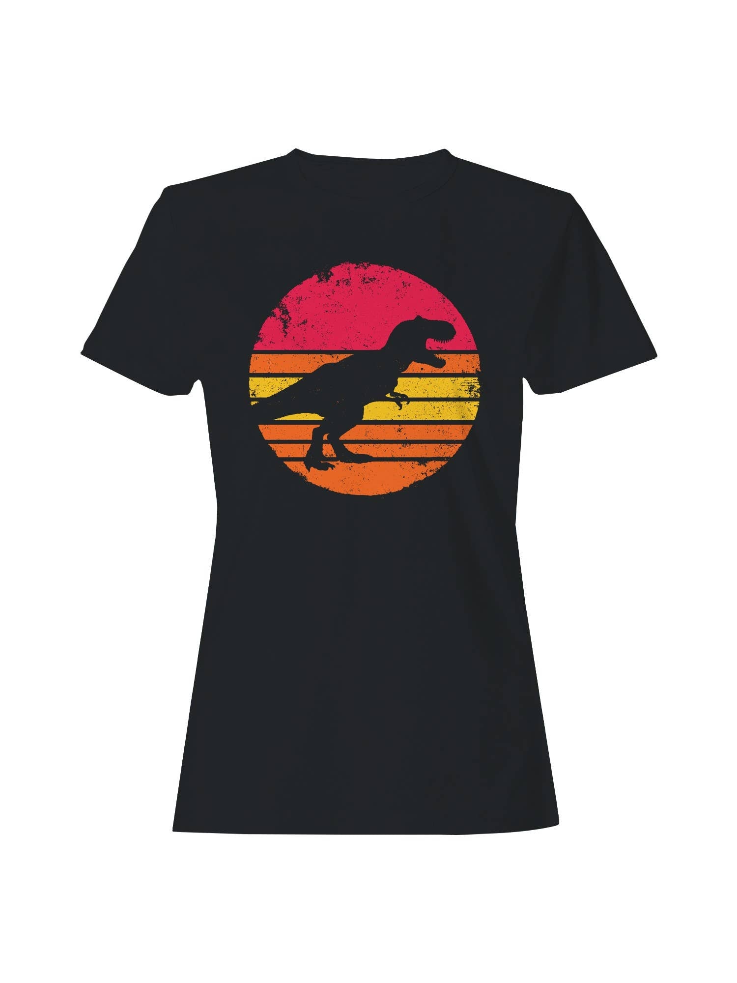 Retro Dinosaur Sunset Silhouette Women's T-Shirt
