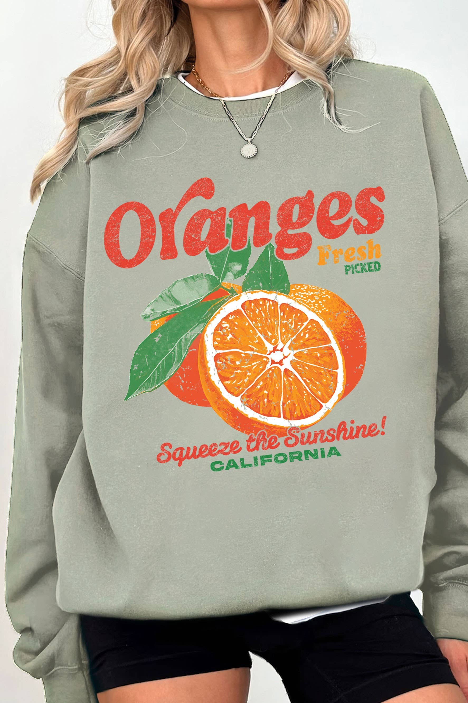 Fresh Oranges California Graphic Brushed Sweatshirts