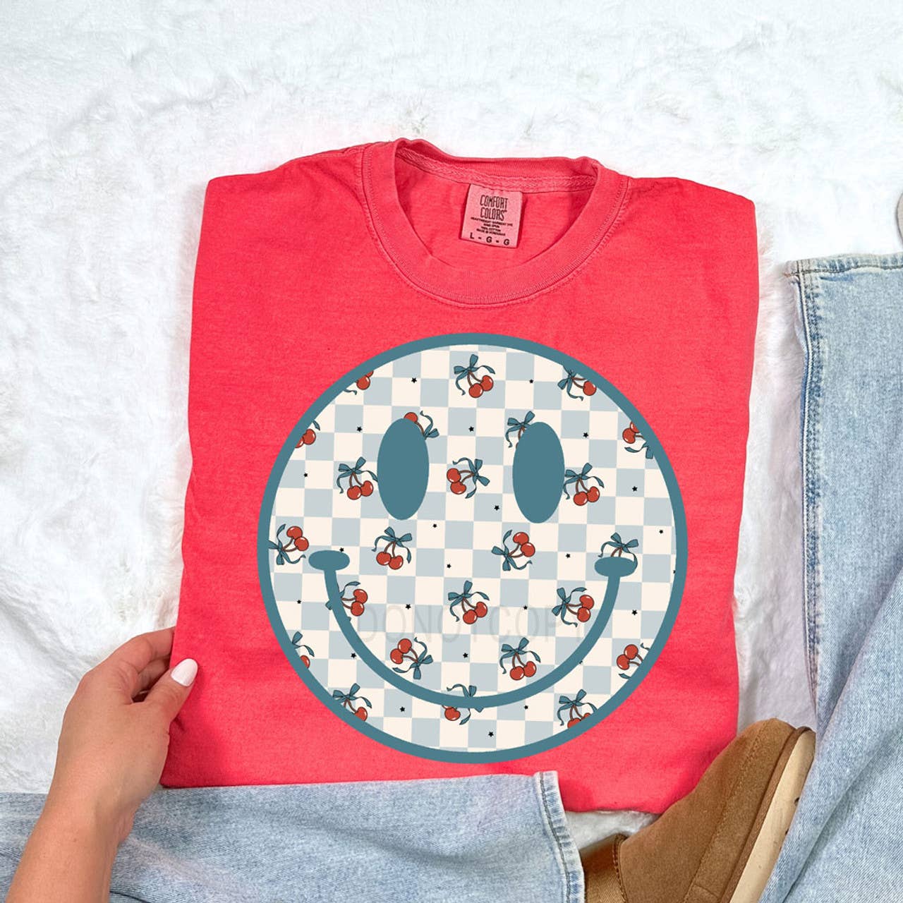 Cherry Checkered Happy Face Tee