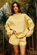 IT2594-BLANK2 | Solid Reversible Mock Neck Sweatshirt Top