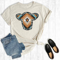 Western Aztec Cowhide Cow Head Graphic Tee