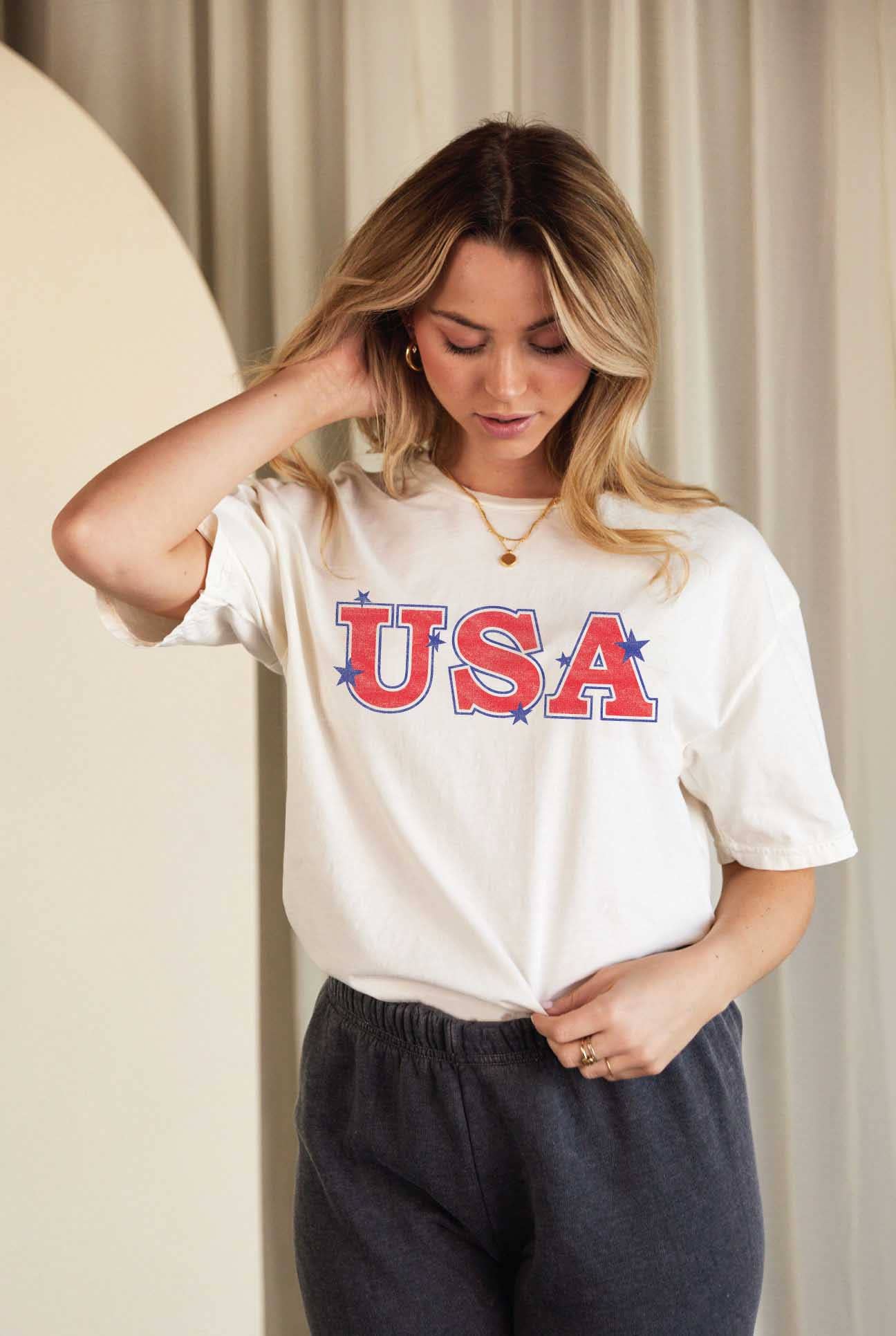 USA Mineral Washed Graphic Top