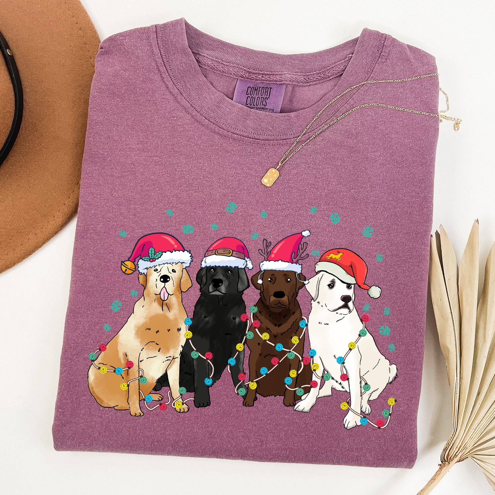 Christmas Dogs, Puppies, Dog Lovers, Santa Xmas Tshirt