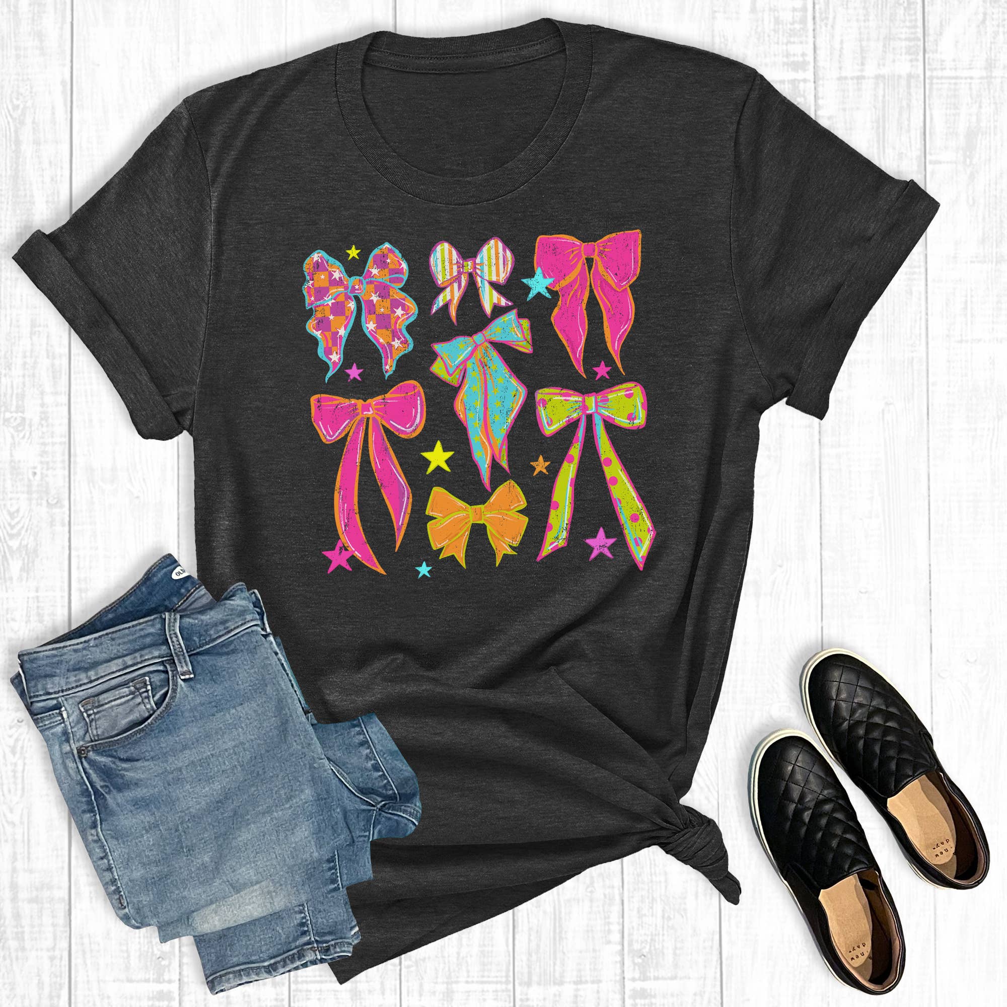 Retro Colorful Bow Collage Graphic Tee