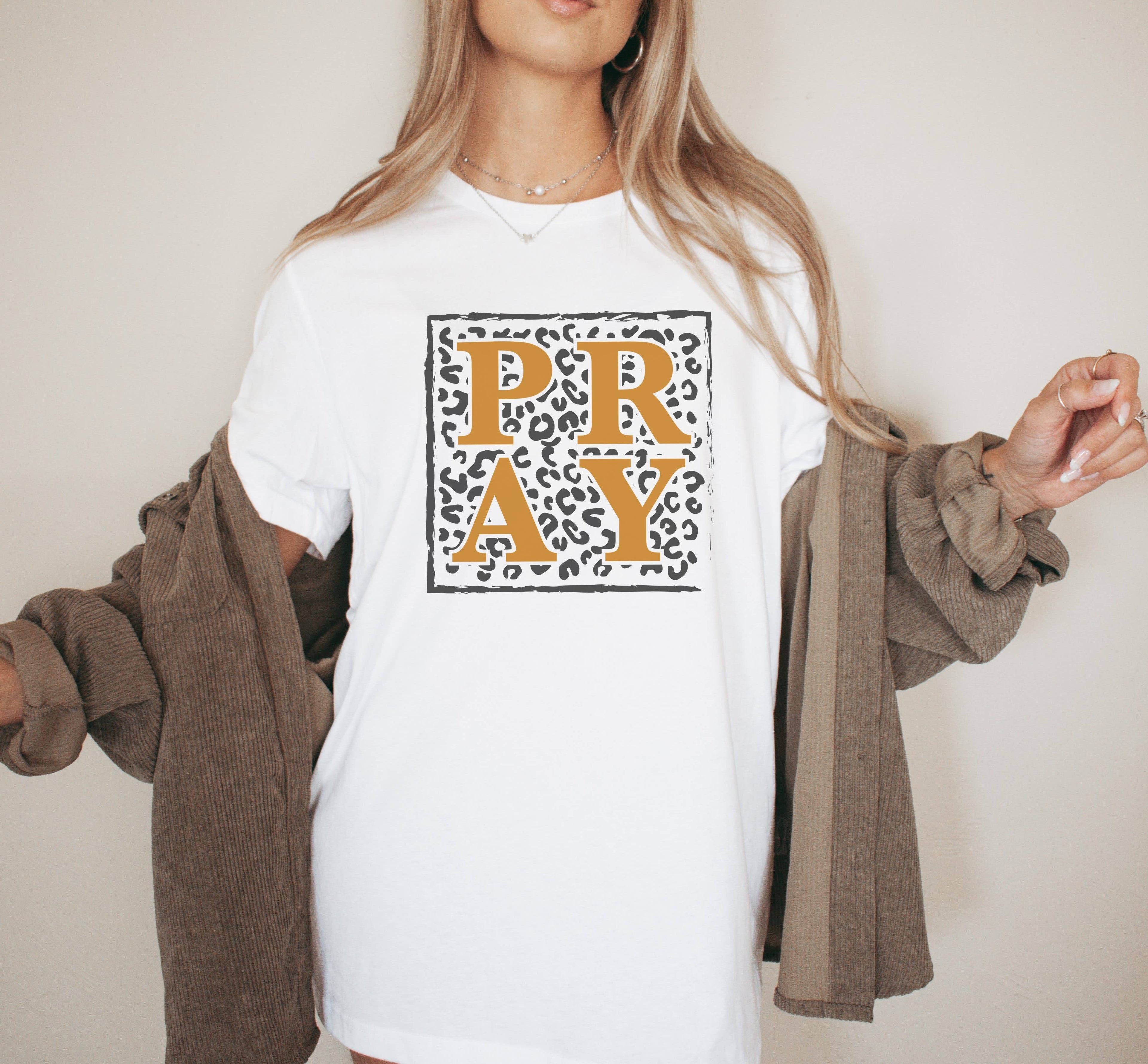Leopard Pray Graphic Tee | Women's Religous Tees