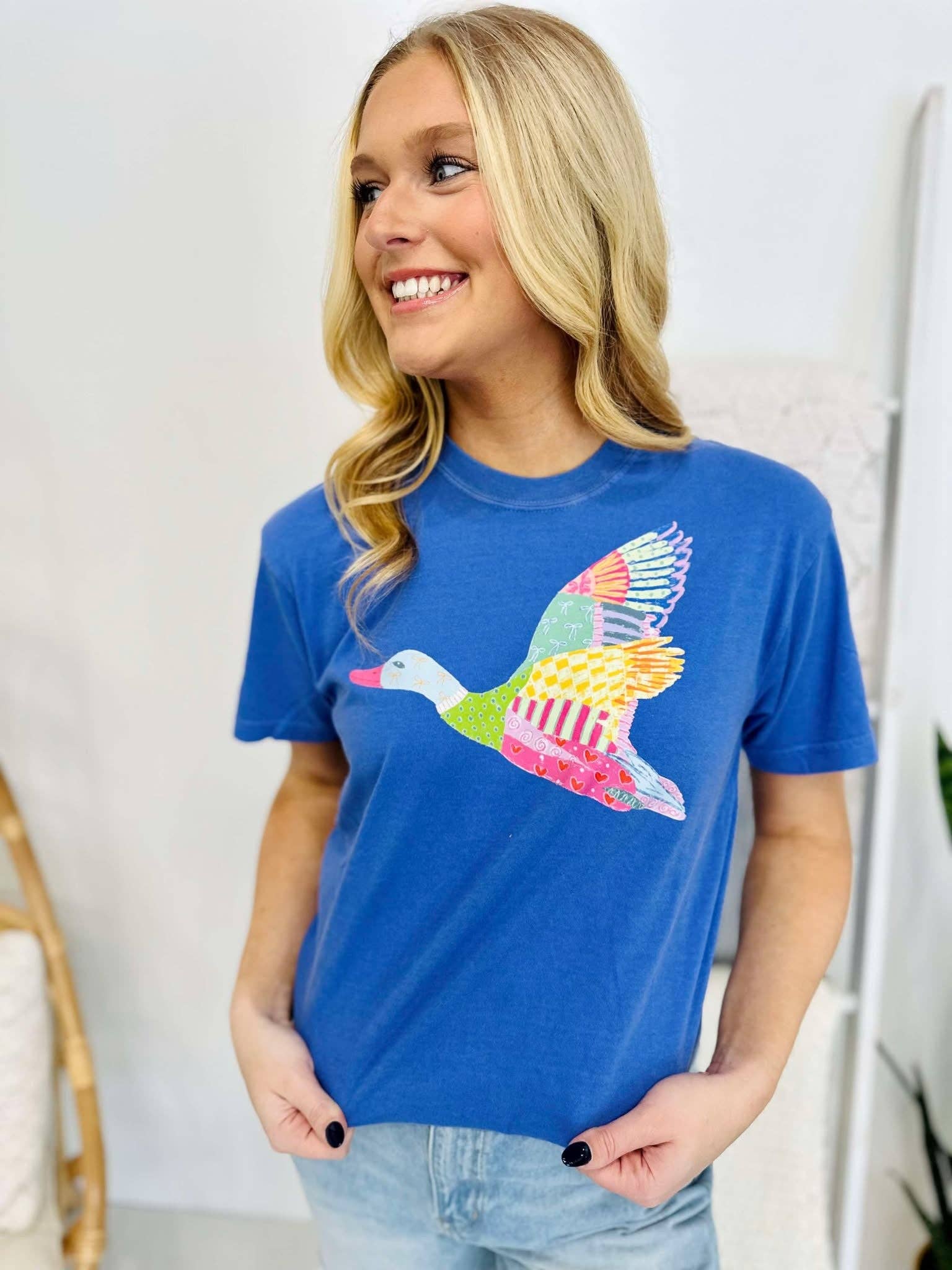 Faux Patchwork Quilted Duck Dtf Tee