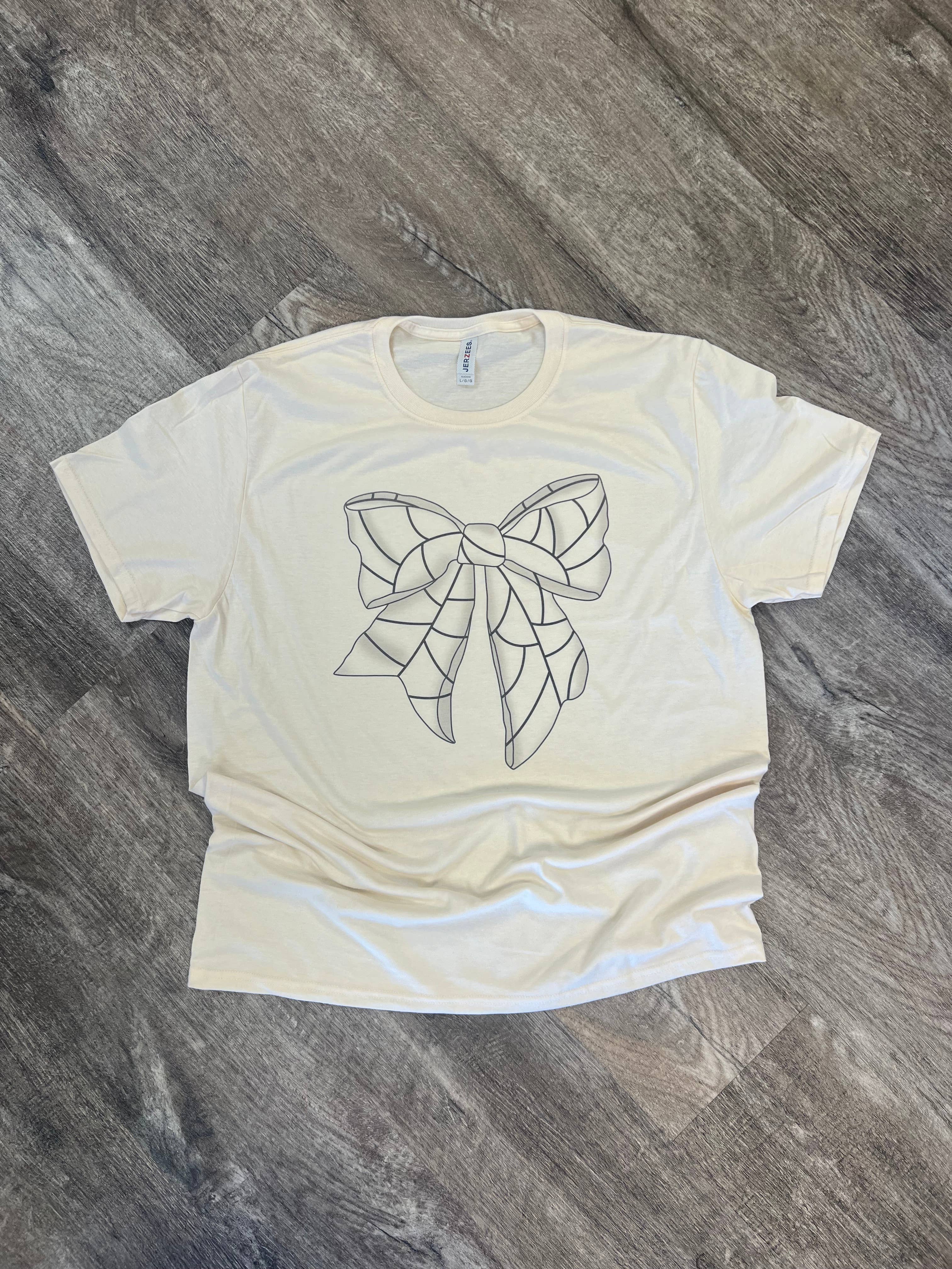Volleyball Large Bow On Cream Tee
