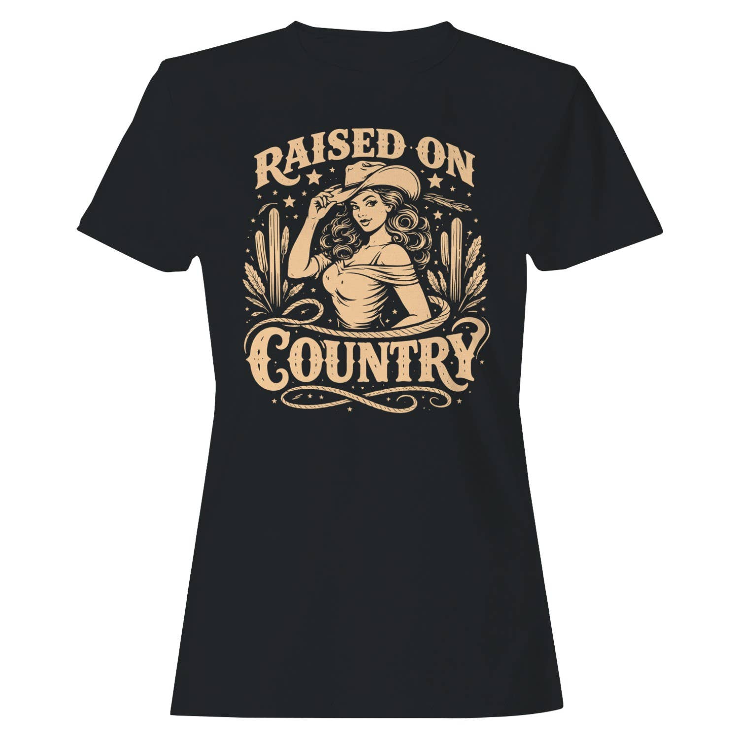 Raised On Western Country Women's T-Shirt Black