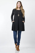 ..SI-10838 Plus Size Long Sleeve Swing Tunic with Side Pockets