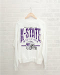 Kansas State Wildcats Est. Helmet White Thrifted Sweatshirt