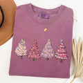 Pink Christmas Trees, Winter, Snow, Santa Tshirt