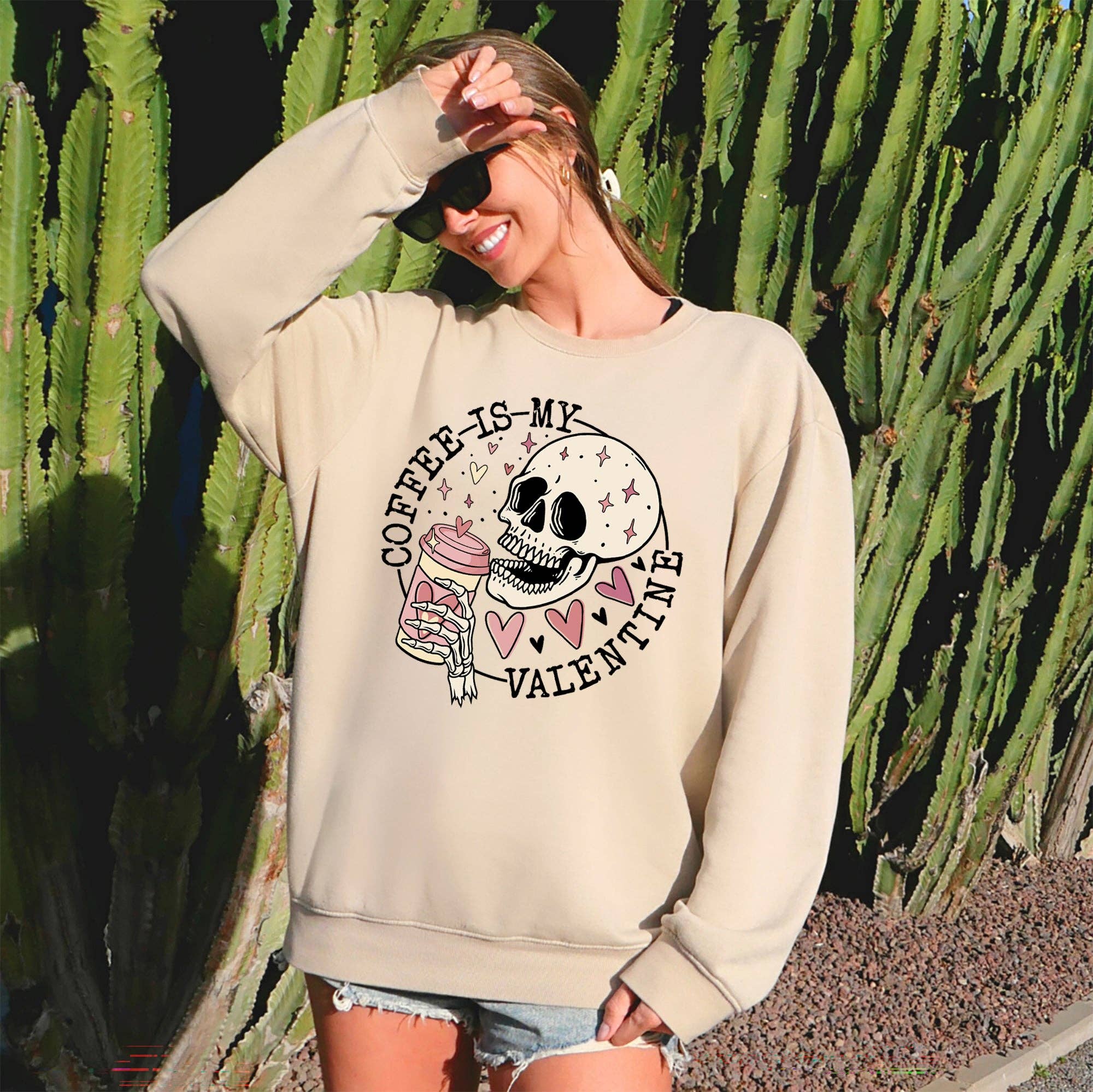Coffee Is My Valentine, Skeleton, Caffeine, Sweatshirt, Vale