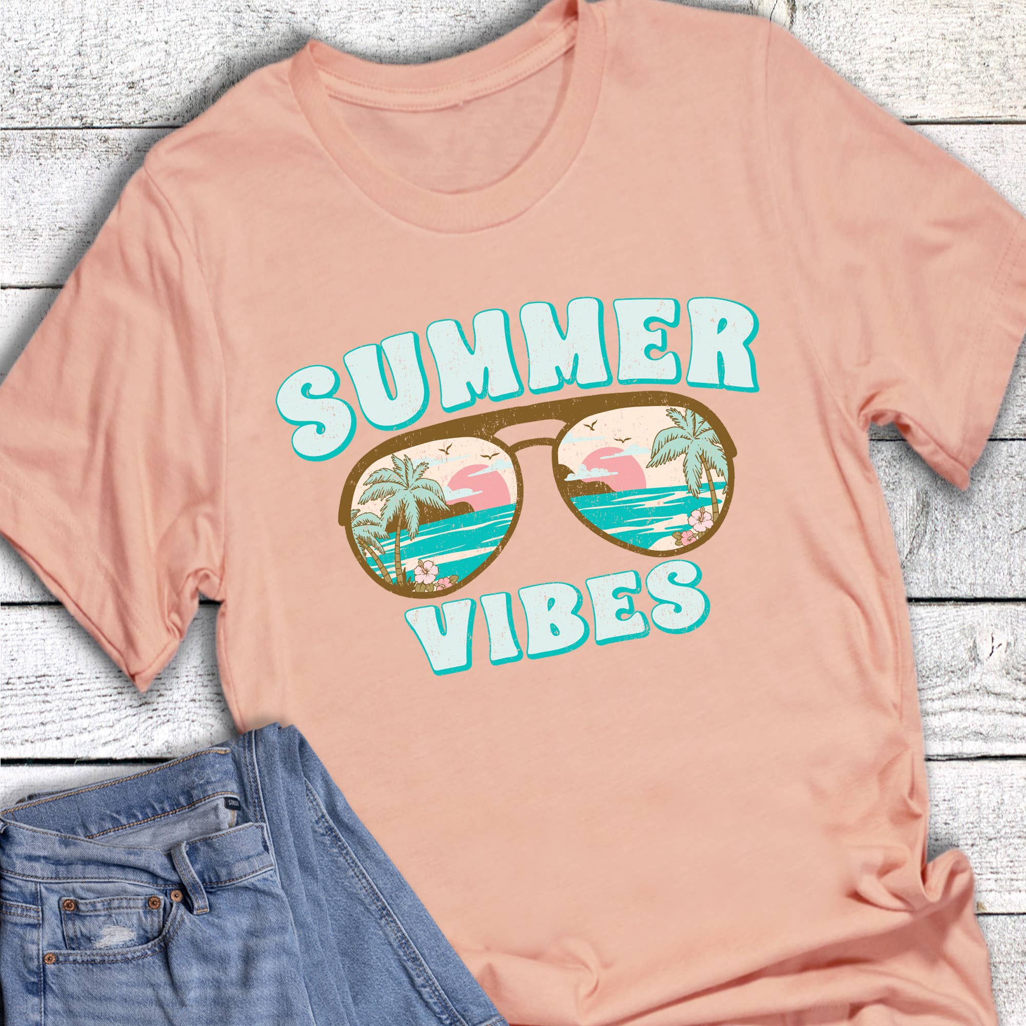 Summer Vibes Retro Shades Graphic Tee