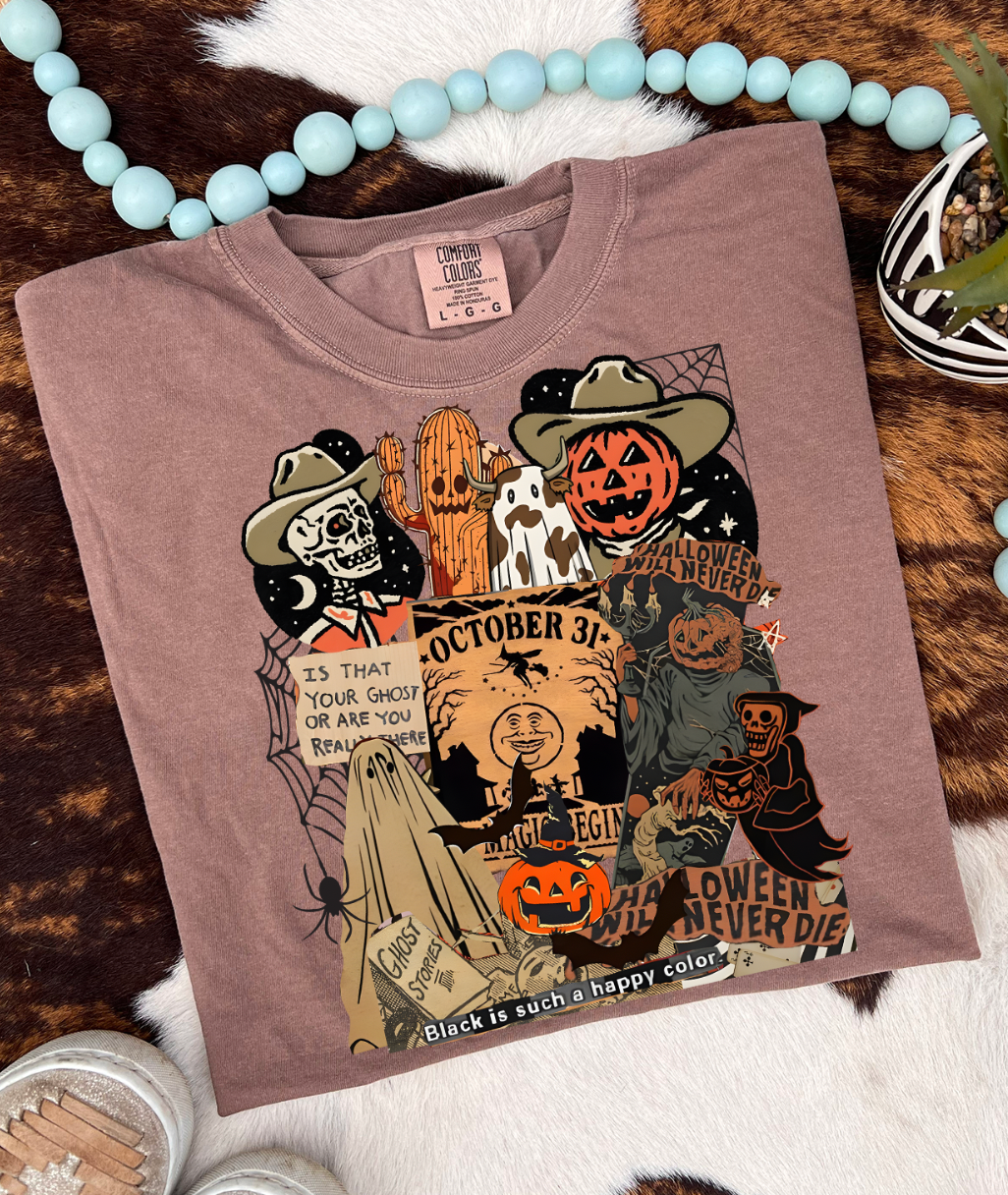 Halloween Collage Western  - Comfort Color Espresso